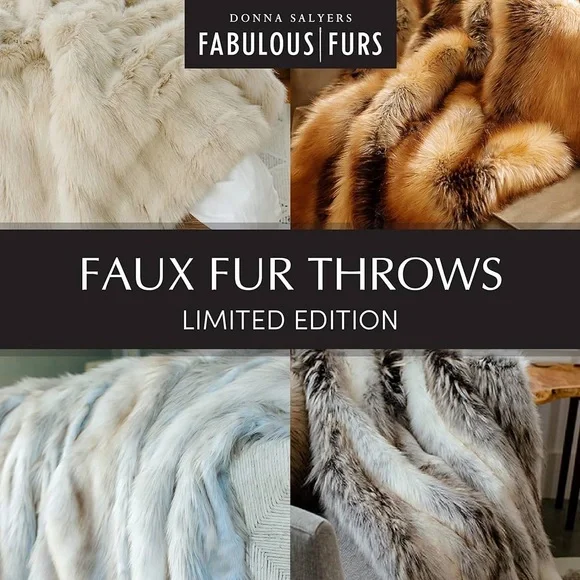 NWOT Limited Edition Blonde Fox Faux Fur Throw 60”x72”